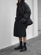 Pocket Wide Shorts | UNPROVEN. Black front - cleanfit minimal - UNPROVEN