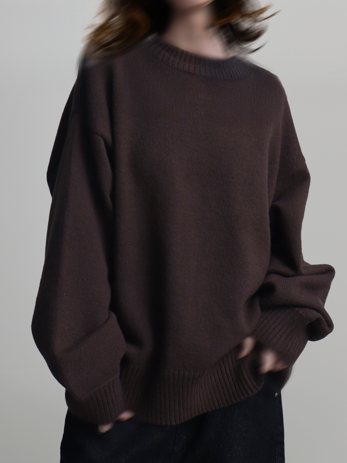 Double-Collar Crewneck Knit