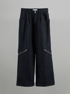 Zip Design Denim Jeans Dark-Indigo – Front view | clean essentials / minimalist | UNPROVEN