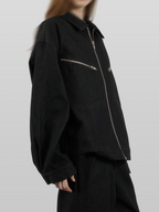 Zip Jacket Black – Front view | clean essentials / minimalist | UNPROVEN