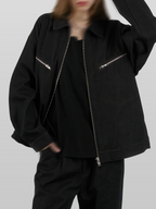 Denim Zip Jacket black – Detail | architectural outerwear / structured | UNPROVEN