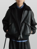 Boa Artificial Grain Flight Blouson Black – Front view | clean essentials / minimalist | UNPROVEN