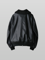 Boa Artificial Grain Flight Blouson Black – Front view | clean essentials / minimalist | UNPROVEN