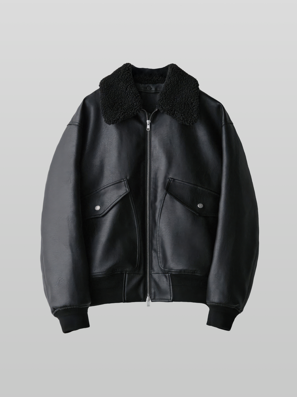 Detachable Boa Artificial Grain Flight Blouson