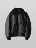 Boa Artificial Grain Flight Blouson Black – Front view | clean essentials / minimalist | UNPROVEN