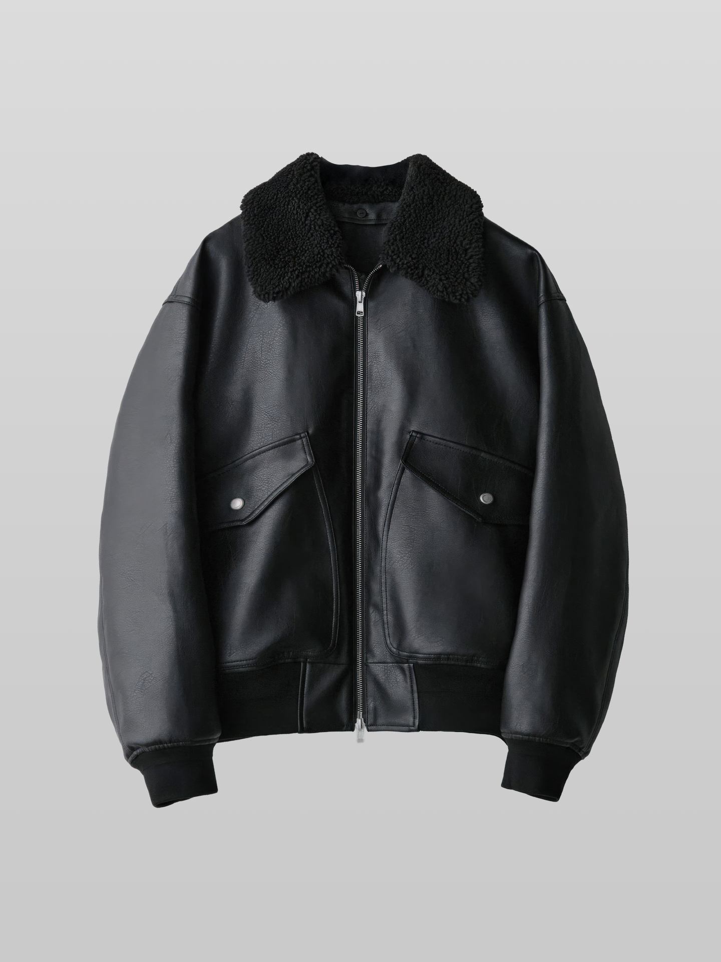 Detachable Boa Artificial Grain Flight Blouson