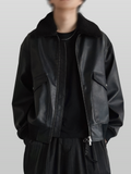Detachable Boa Artificial Grain Flight Blouson