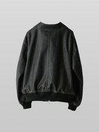 Boa Artificial Grain Flight Blouson Vintage-Black – Front view | clean essentials / minimalist | UNPROVEN