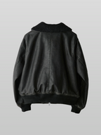 Boa Artificial Grain Flight Blouson Vintage-Black – Front view | clean essentials / minimalist | UNPROVEN