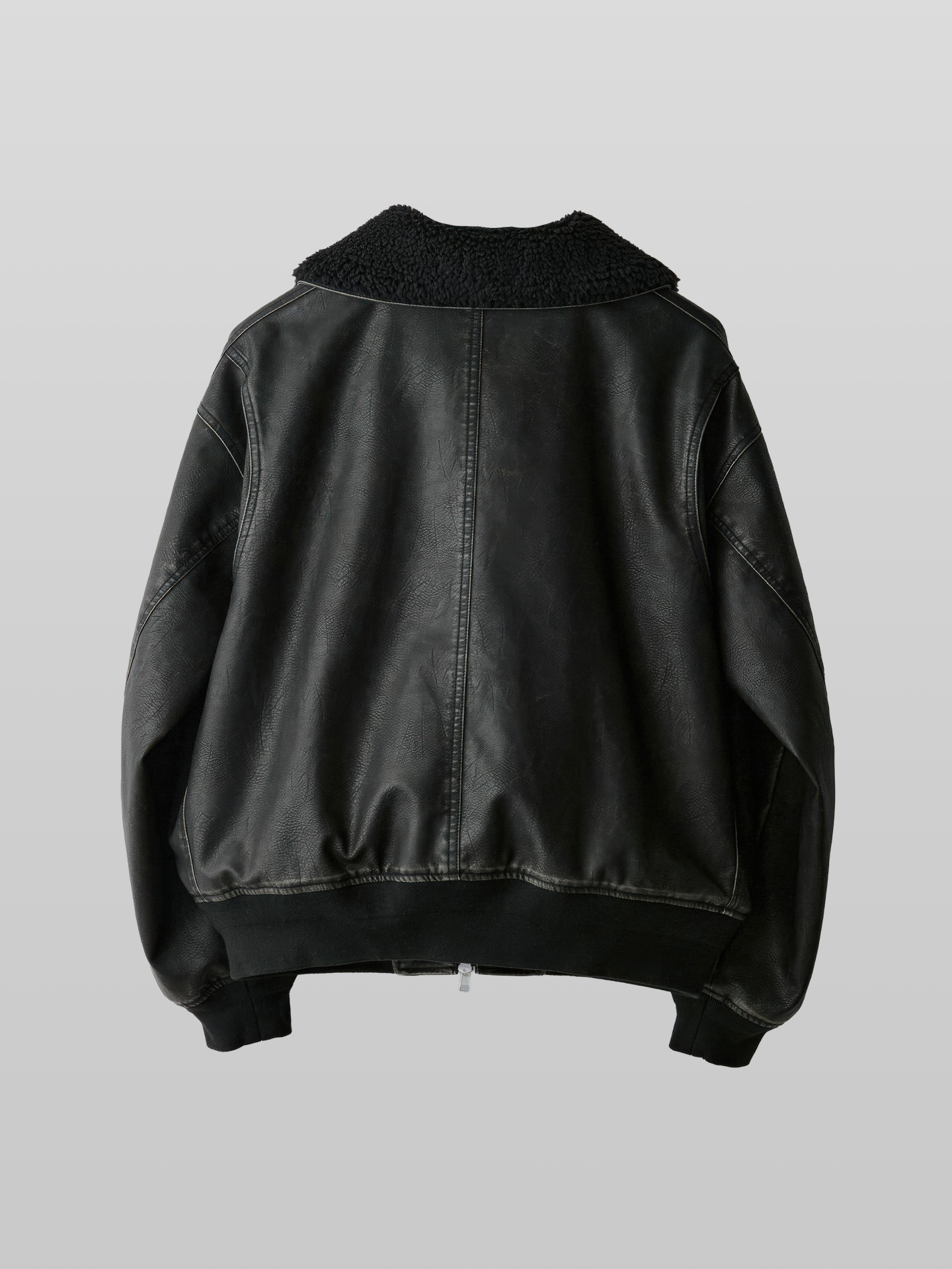 Detachable Boa Artificial Grain Flight Blouson