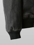 Boa Artificial Grain Flight Blouson Vintage-Black – Front view | clean essentials / minimalist | UNPROVEN