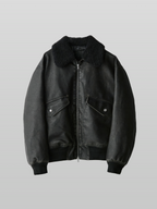 Boa Artificial Grain Flight Blouson Vintage-Black – Front view | clean essentials / minimalist | UNPROVEN