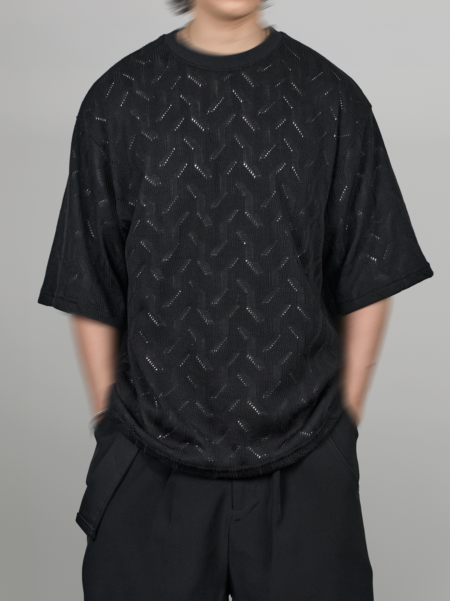 Diamond Pattern Knit Tee