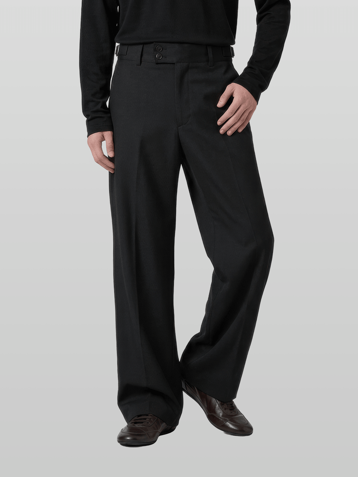 Double Button Side-Buckle Pants