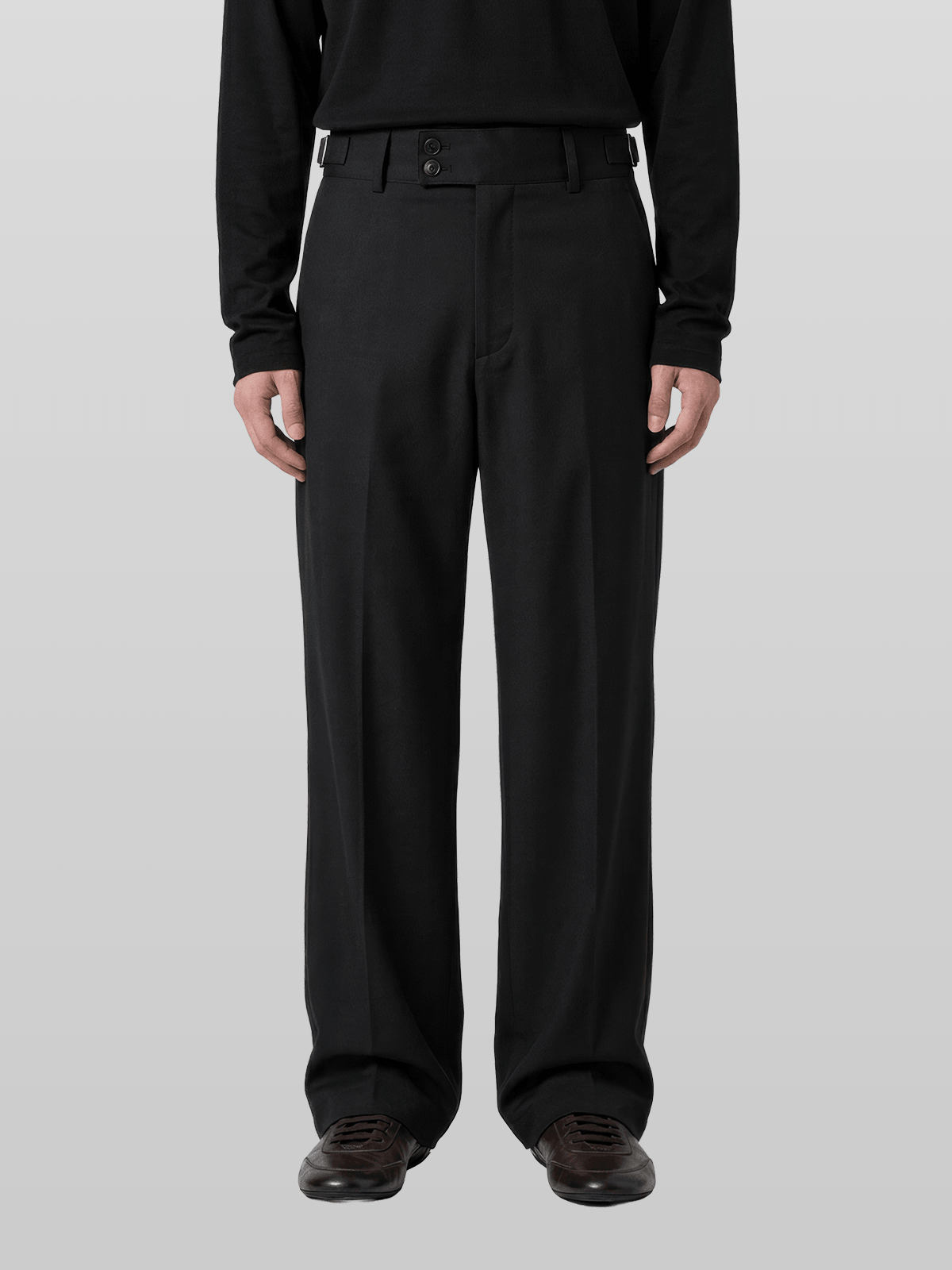 Double Button Side-Buckle Pants