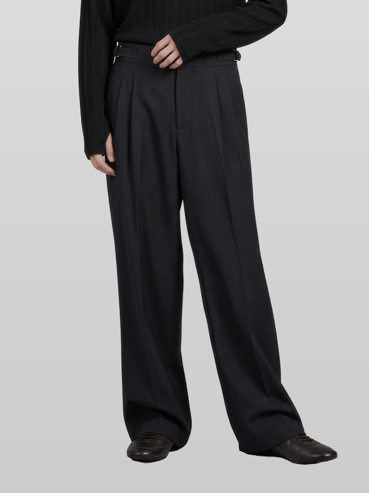 Double Button Side-Buckle Pants