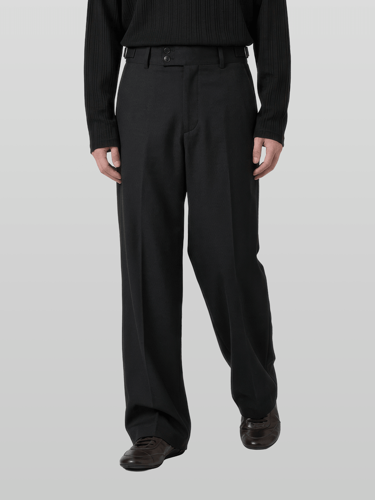 Double Button Side-Buckle Pants
