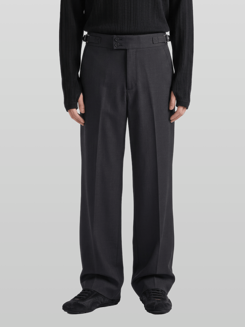 Double Button Side-Buckle Pants