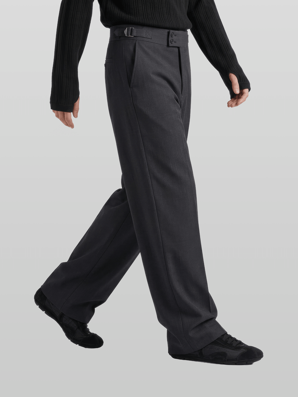Double Button Side-Buckle Pants