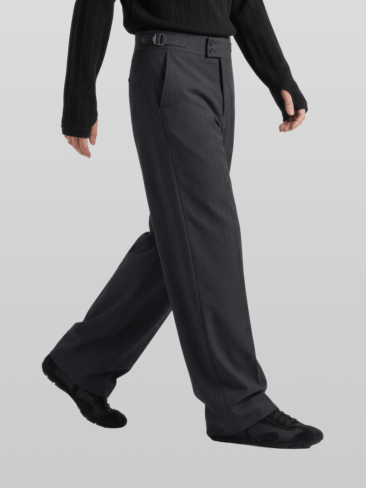 Double Button Side-Buckle Pants