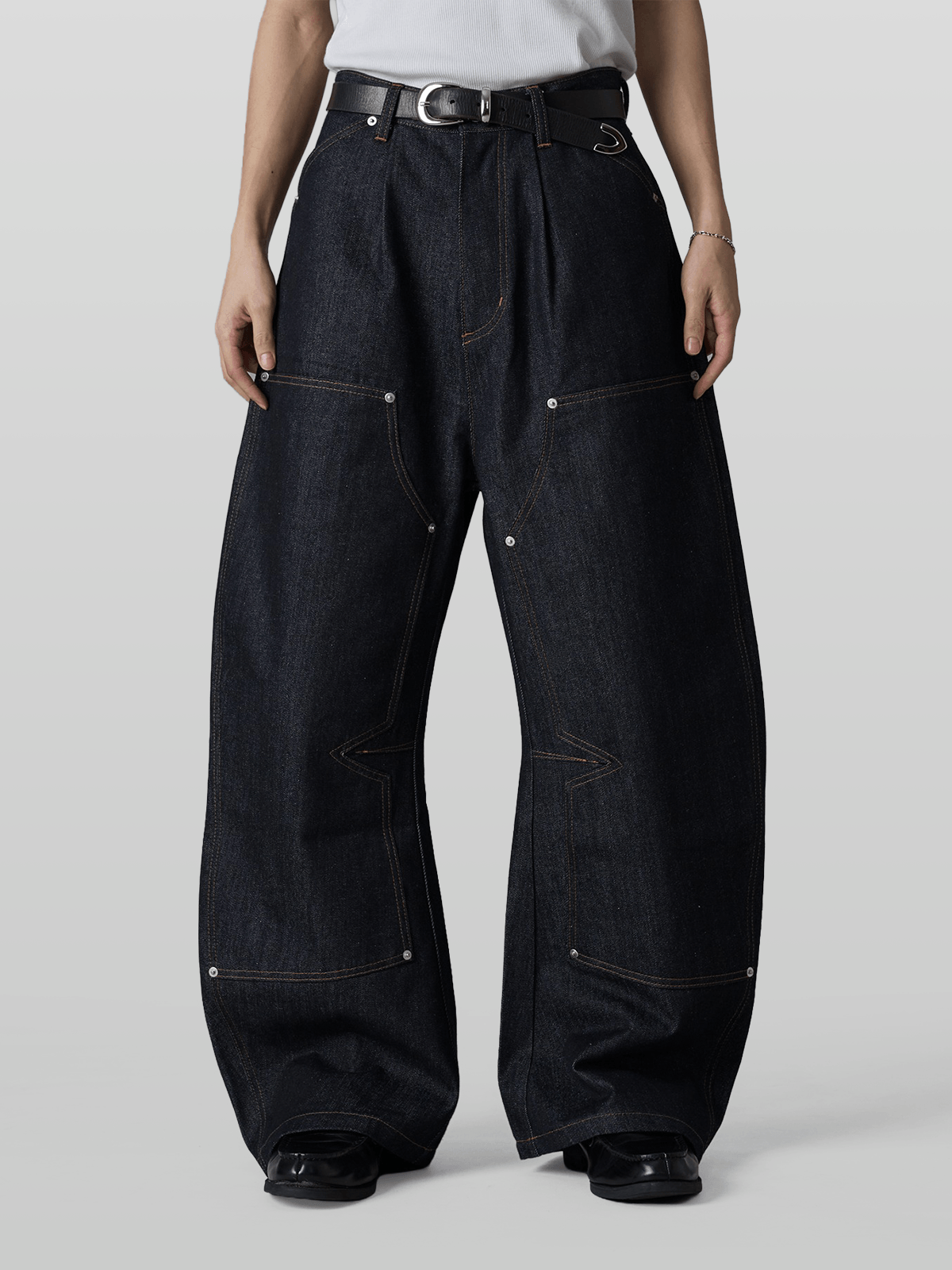 Double Knee Baggy Denim Jeans