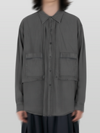 Dying Fishing Shirt gray-1 – Front view | relaxed tailoring / semi-wide fit | UNPROVEN