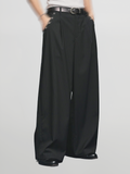 Eyelet-Detail Striped Wide Pants
