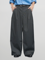 Eyelet-Detail Striped Wide Pants