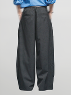 Eyelet-Detail Striped Wide Pants