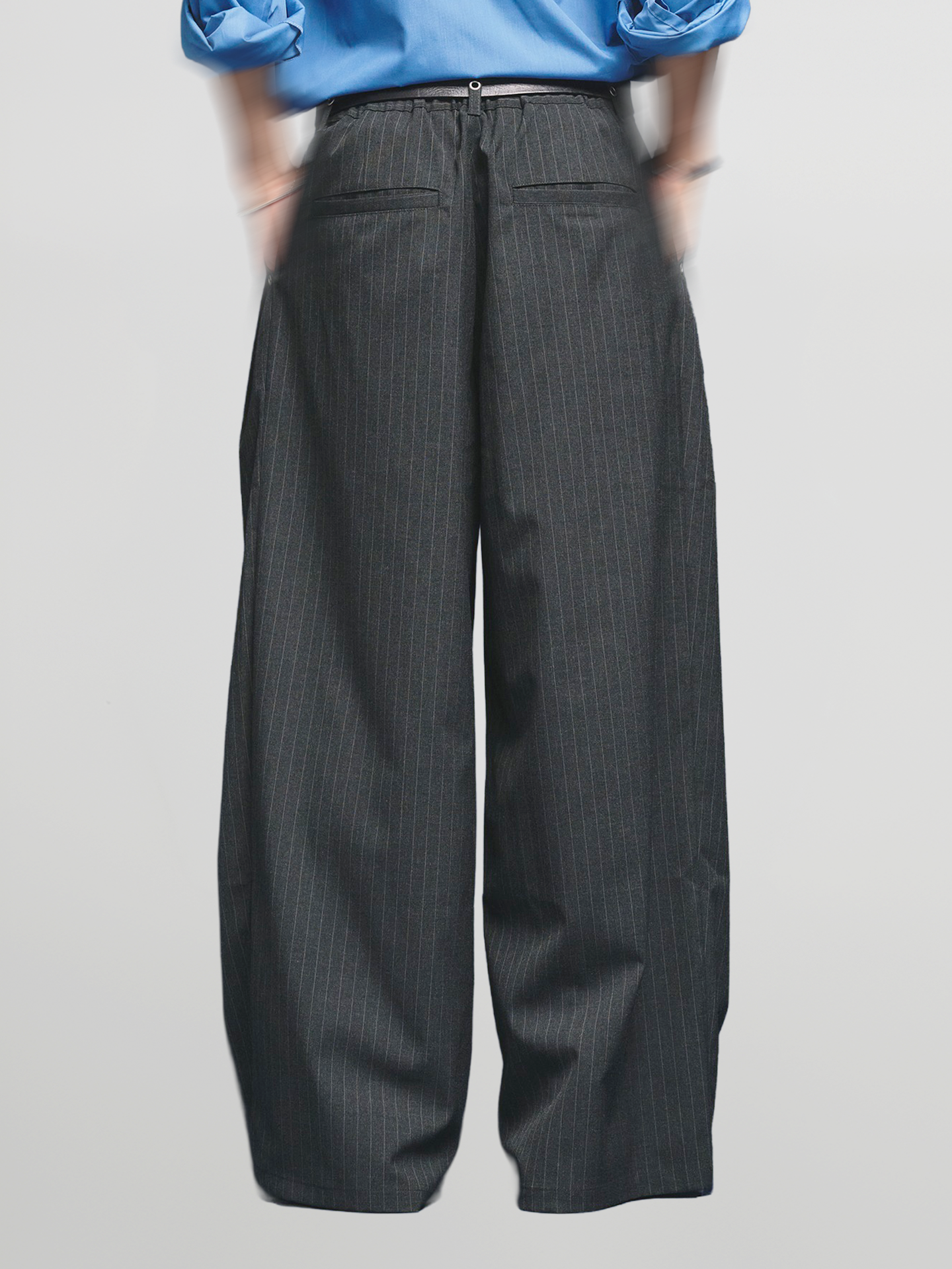 Eyelet-Detail Striped Wide Pants