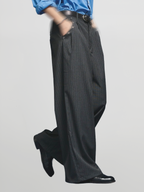 Eyelet-Detail Striped Wide Pants