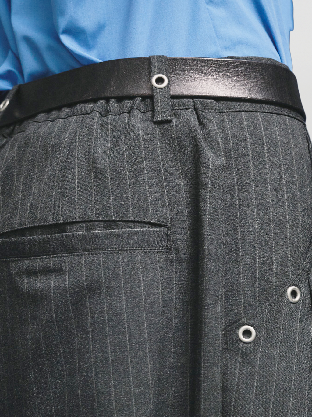 Eyelet-Detail Striped Wide Pants