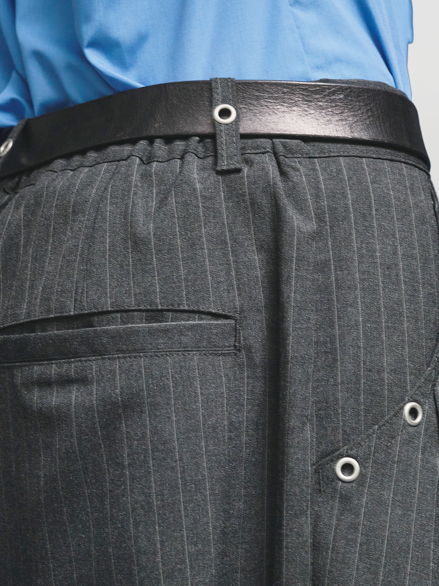 Eyelet-Detail Striped Wide Pants