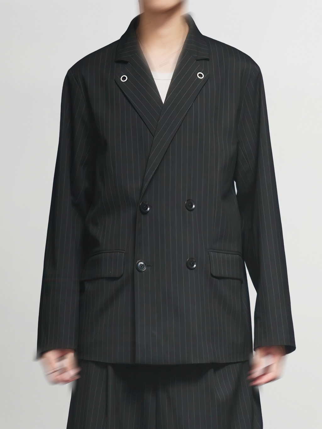 Eyelet Detail Striped Tailored Jacket
