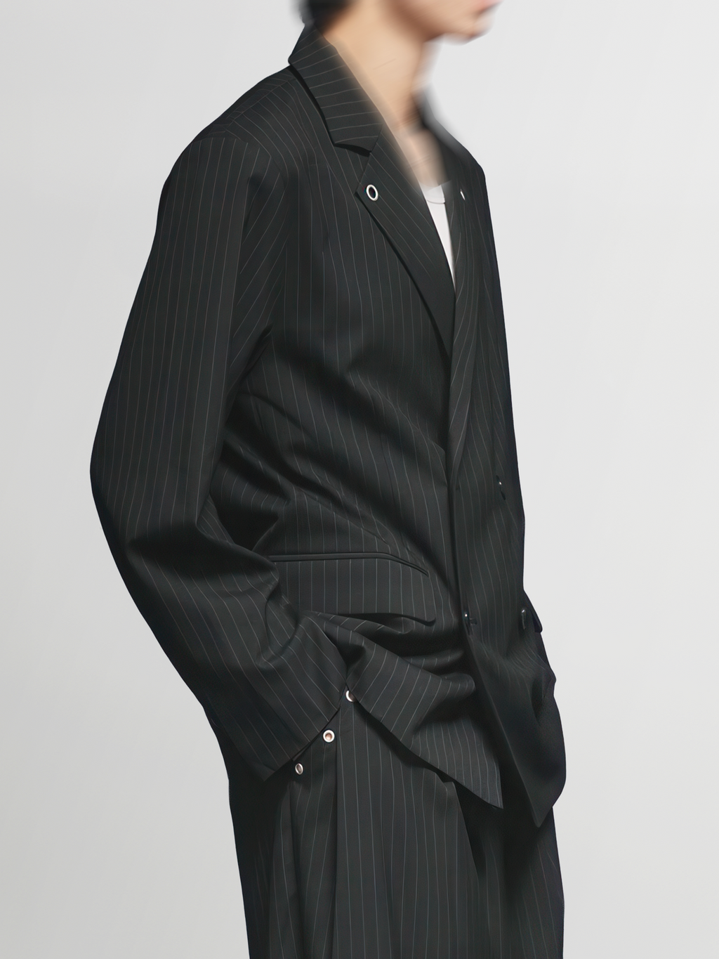Eyelet Detail Striped Tailored Jacket