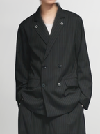 Eyelet Detail Striped Tailored black; gray-1 detail - cleanfit minimal - UNPROVEN