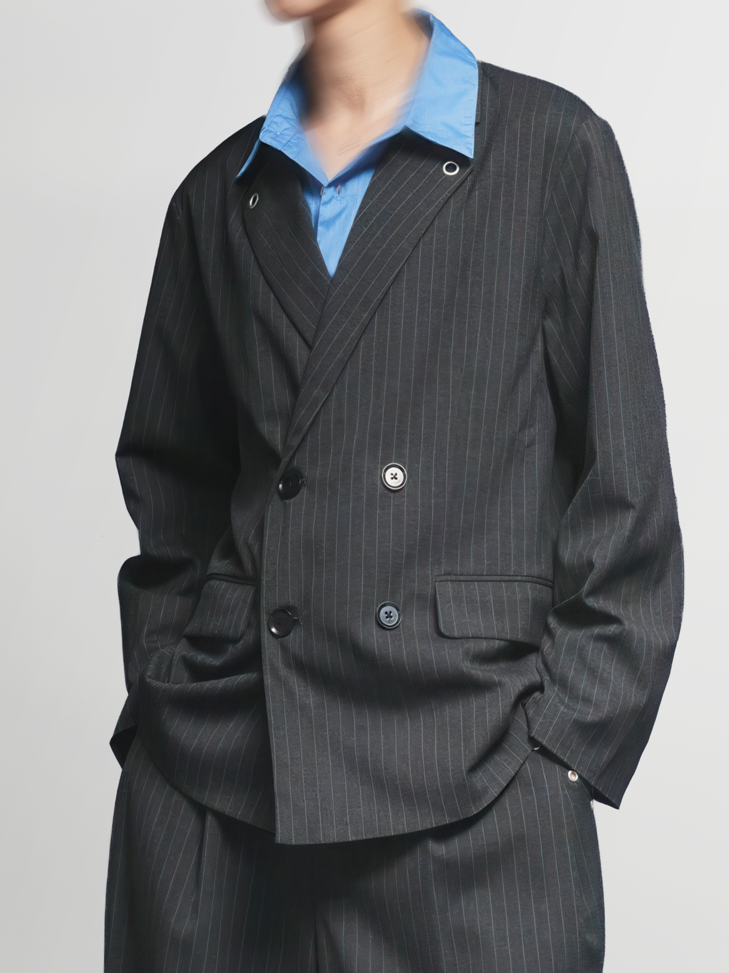 Eyelet Detail Striped Tailored Jacket