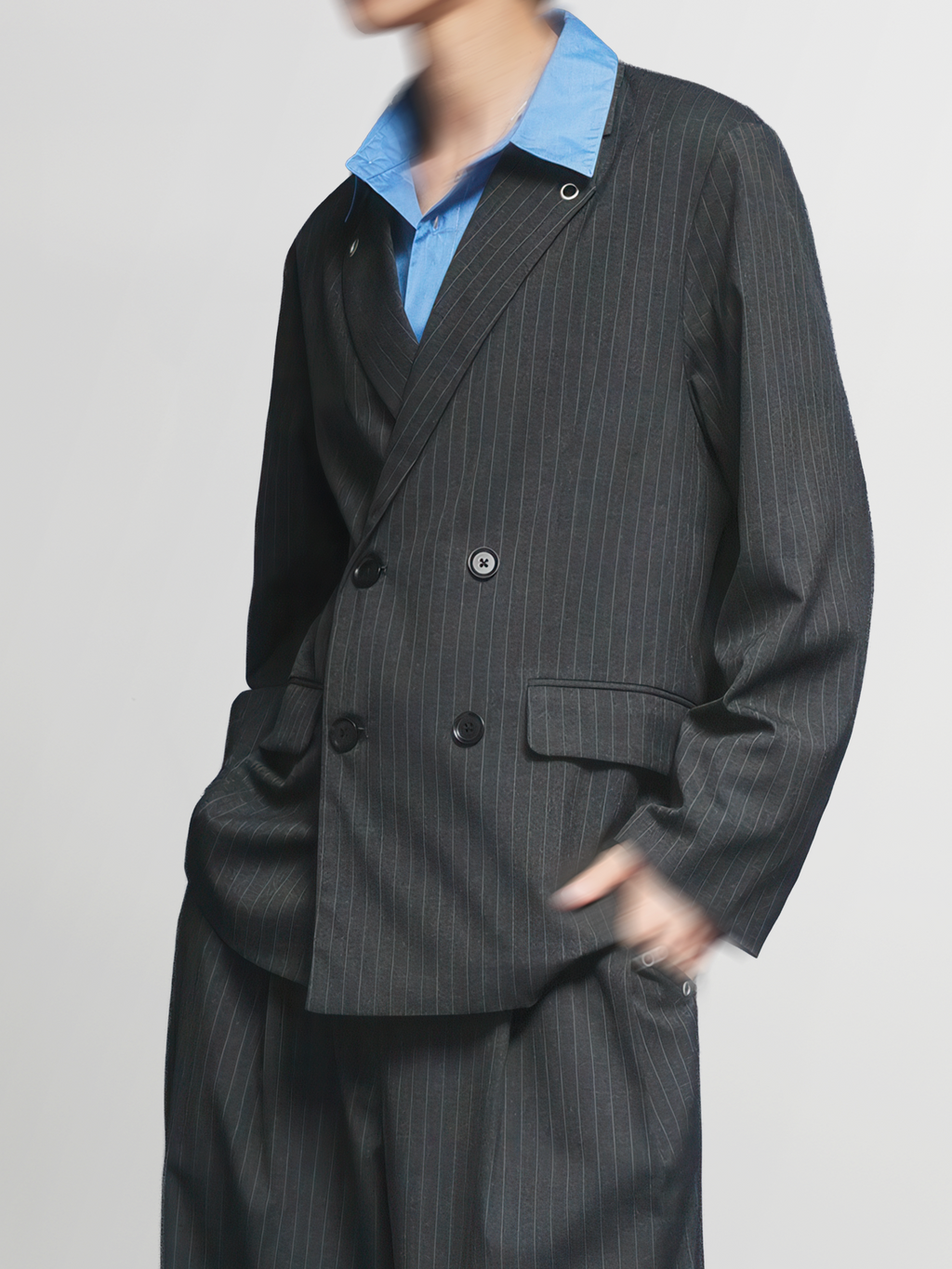 Eyelet Detail Striped Tailored Jacket