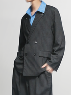 Eyelet Detail Striped Tailored gray-1; black side - cleanfit minimal - UNPROVEN