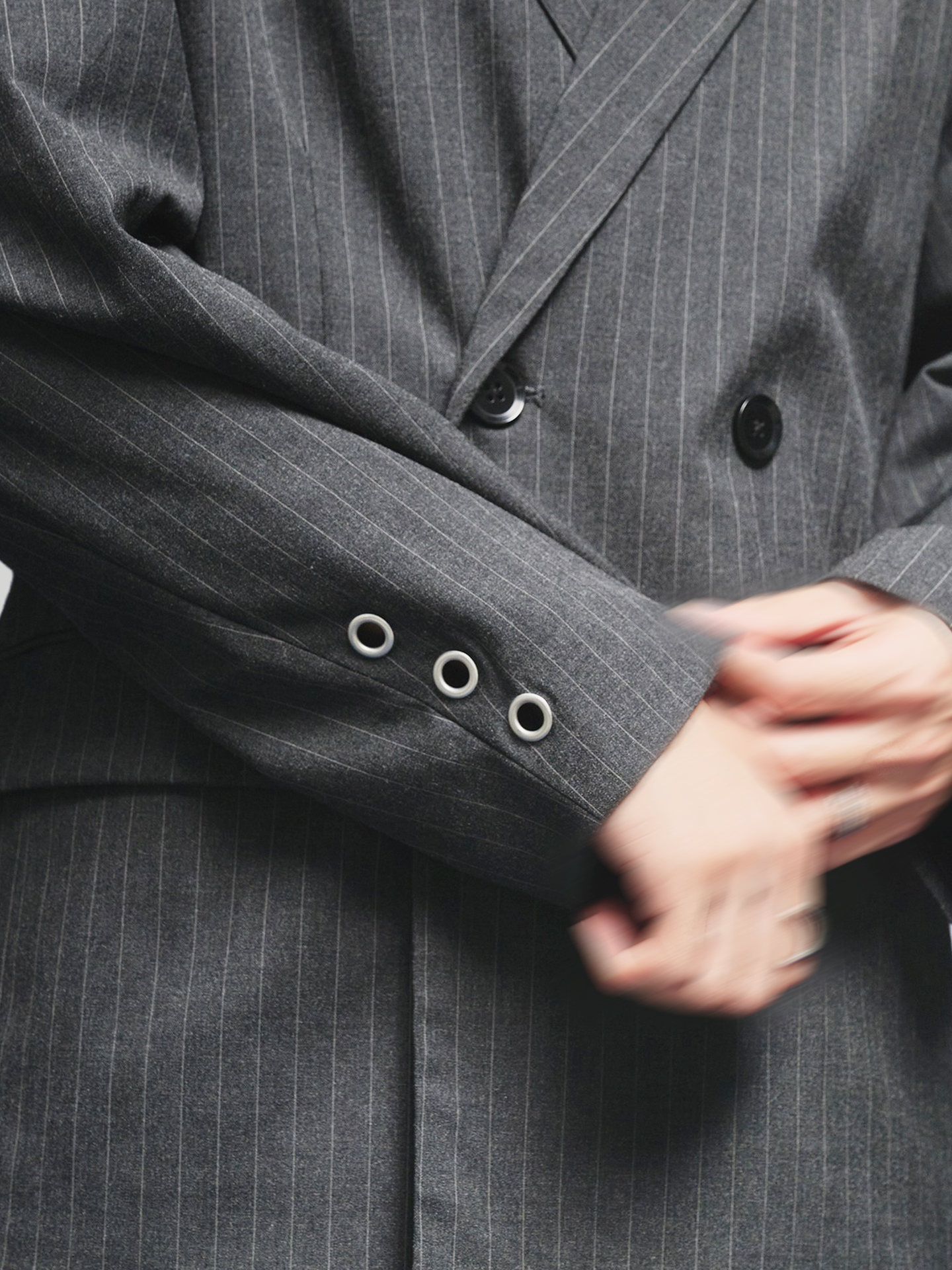 Eyelet Detail Striped Tailored Jacket