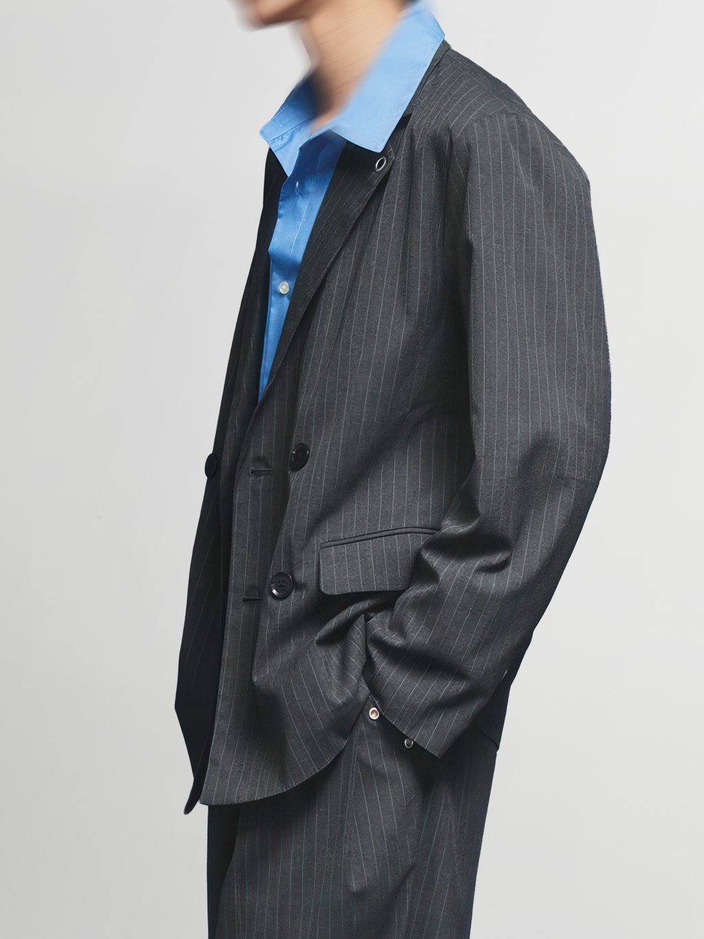 Eyelet Detail Striped Tailored Jacket