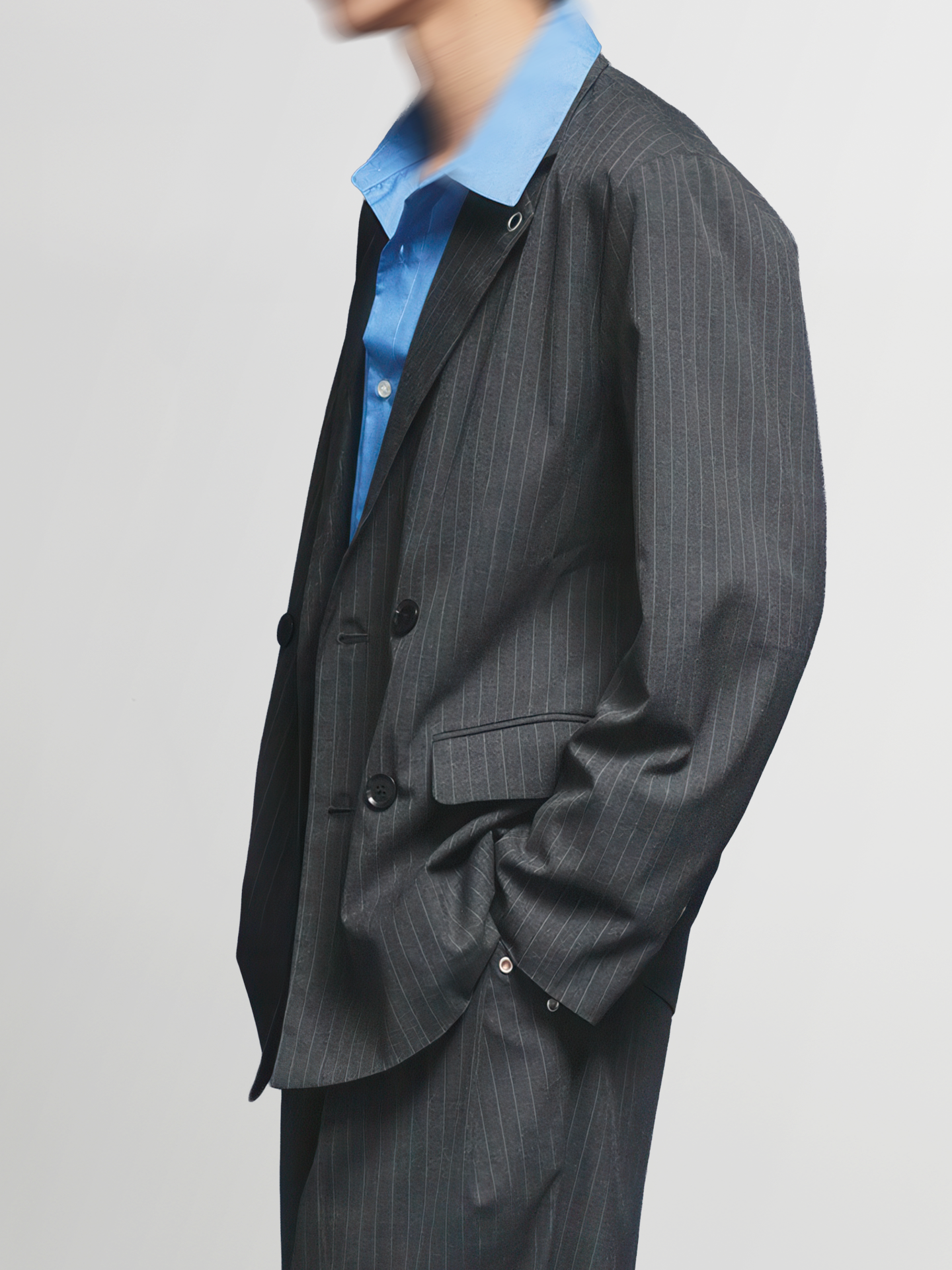 Eyelet Detail Striped Tailored Jacket