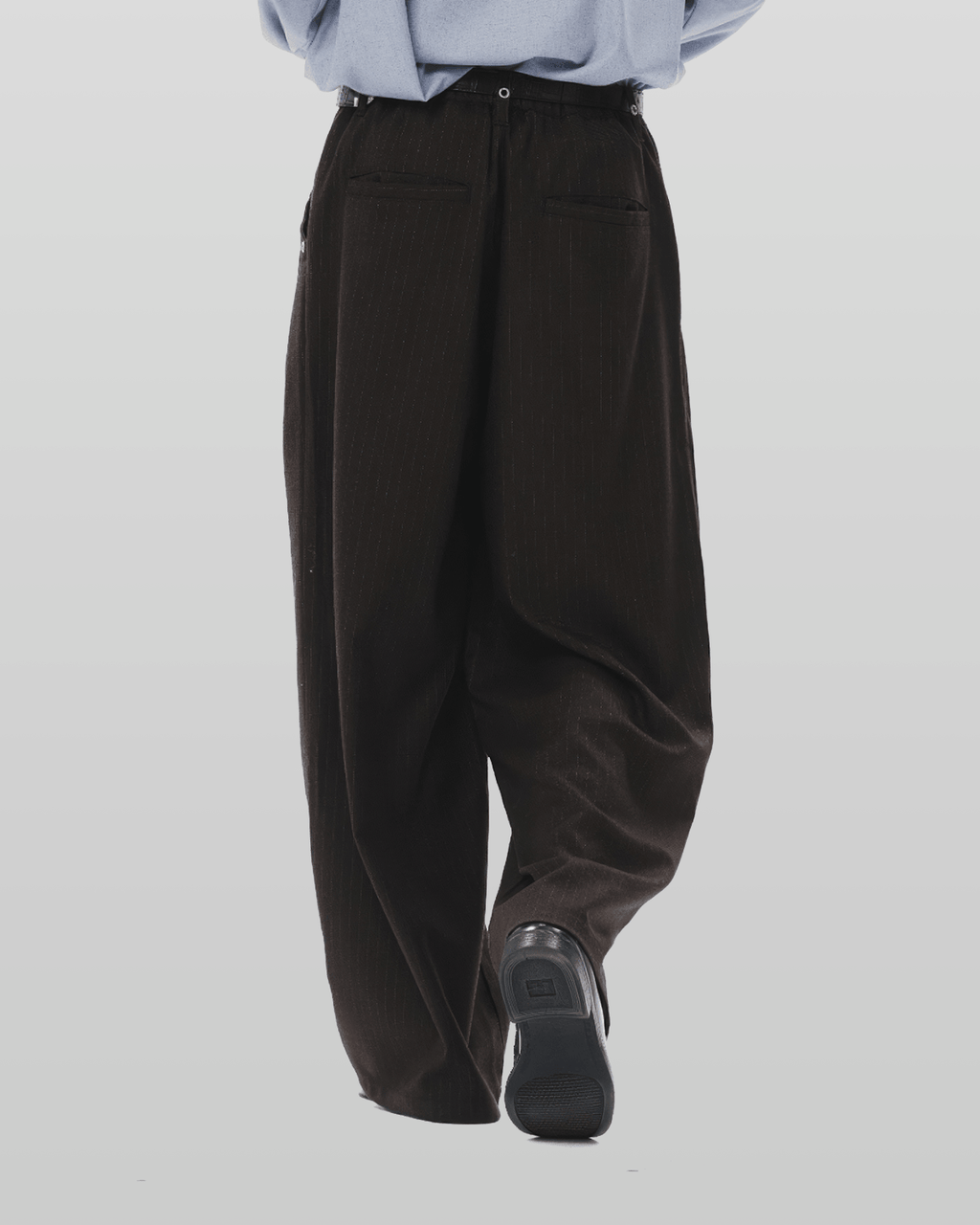 Eyelet-Detail Striped Wide Pants