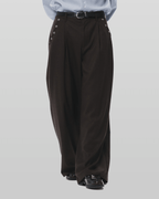 Eyelet-Detail Striped Wide Pants