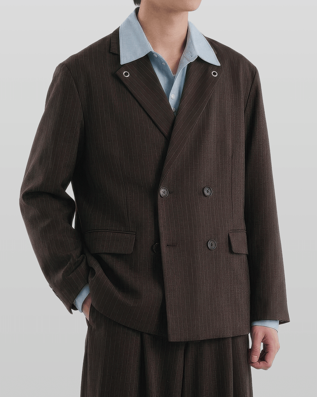 Eyelet Detail Striped Tailored Blazer