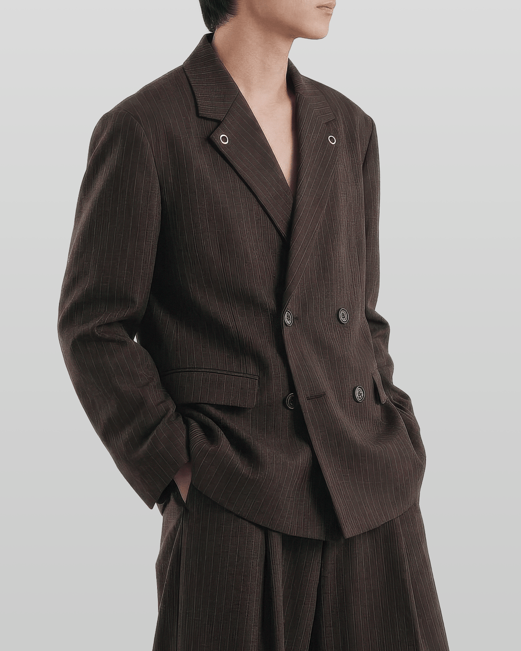 Eyelet Detail Striped Tailored Blazer