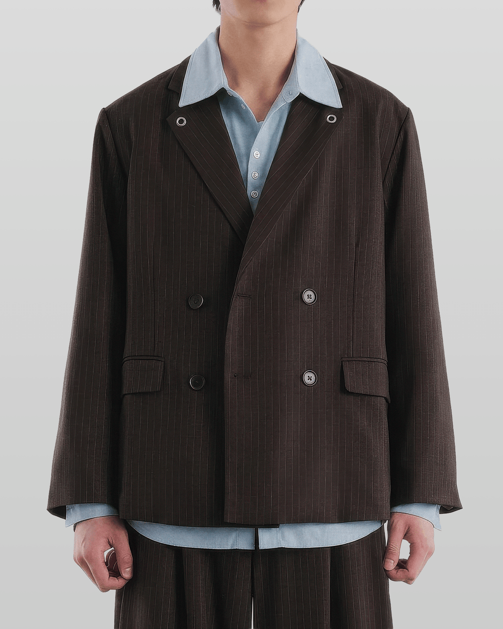 Eyelet Detail Striped Tailored Blazer