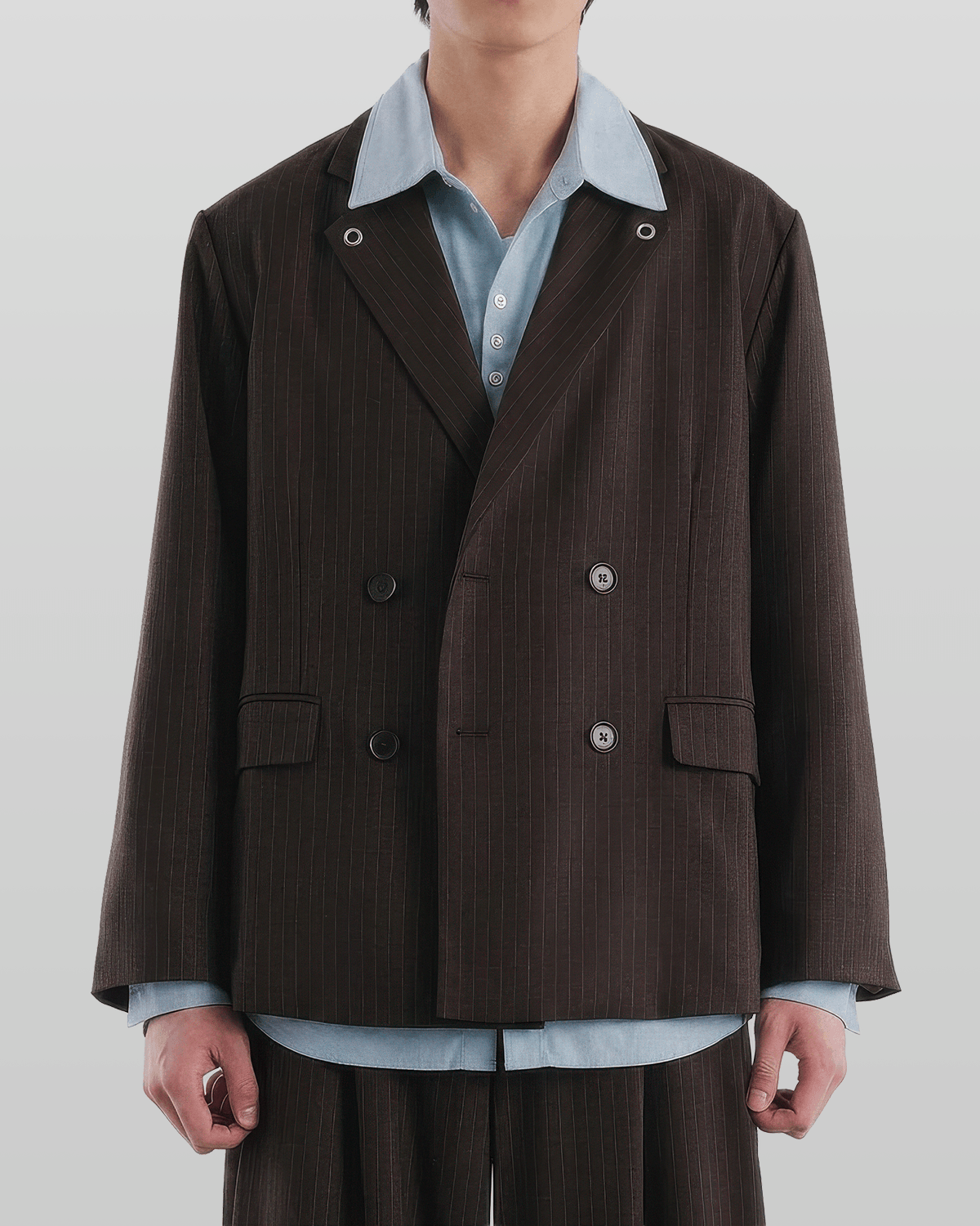 Eyelet Detail Striped Tailored Blazer