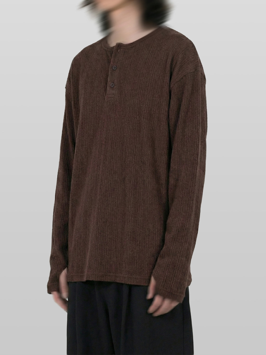 Fingerhole Henley Neck Knit