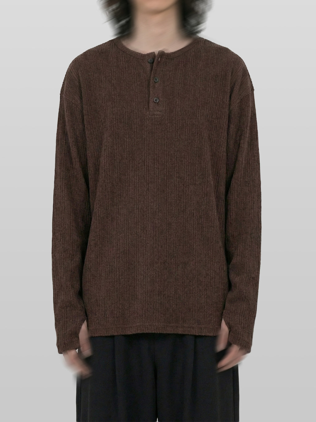 Fingerhole Henley Neck Knit